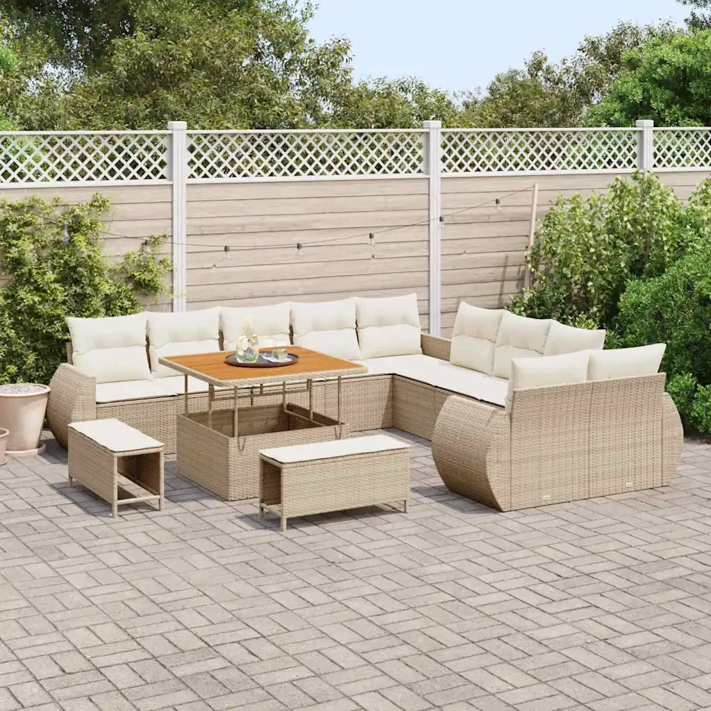 Set Divano da Giardino con cuscino 13 pcs beige e panna 3363876