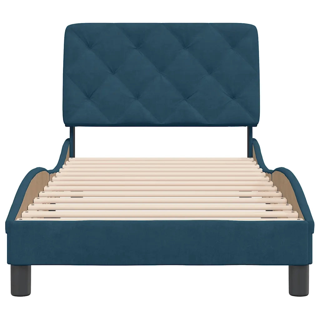 Giroletto senza Materasso Blu 90x200 cm in Velluto