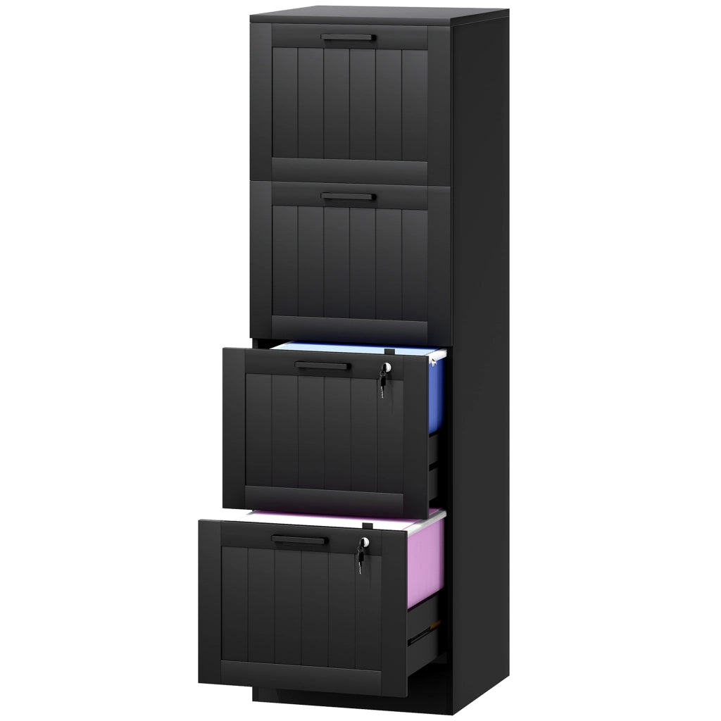 Cassettiera ufficio 4 cassetti con serratura ¨C Xylo ¨C legno nero 40x40x131 cm