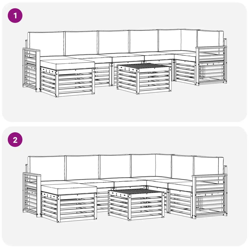 Set di divani da esterno 8 pcs Bianco e Crema 59 x 59 x 37 cm 3392245