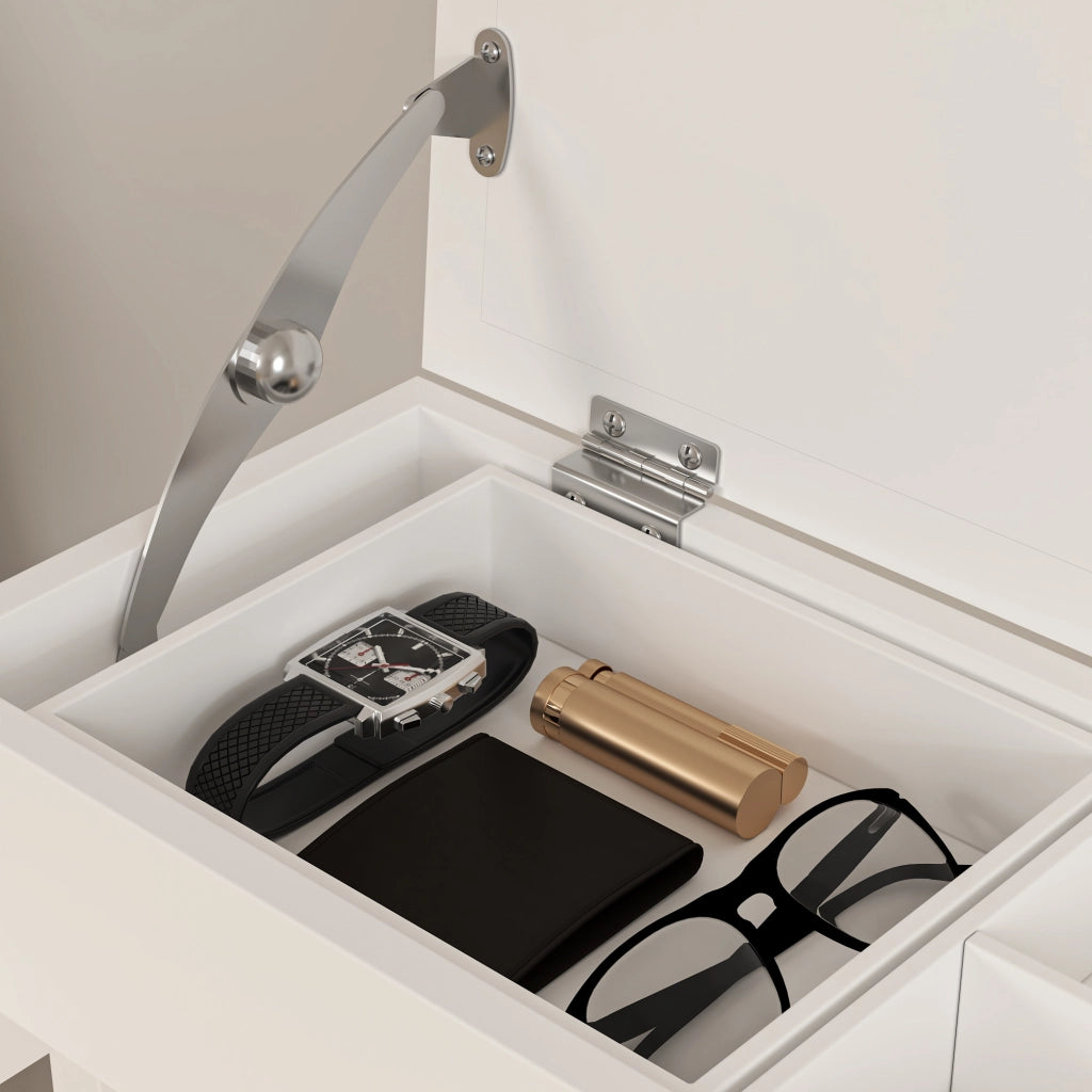 PORTAABITI Verticale in MDF Bianco con Cassetto