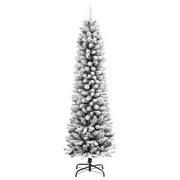 Albero Natale Artificiale Sottile Neve Floccata-Albero Natalizio 120cm PVC e PE 769174