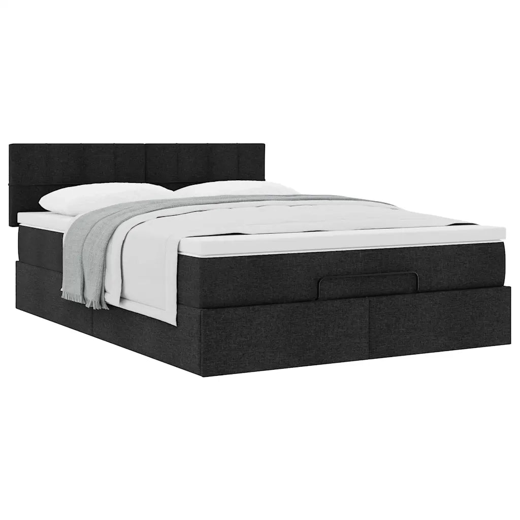 Pouf Letto con Materasso Nero 140x200 cm in Tessuto 3311465