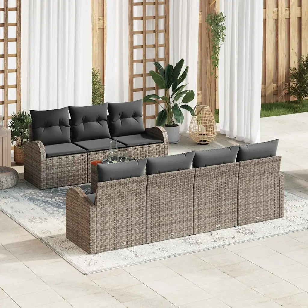 Set Divano da Giardino con cuscino 8 pcs Grigio polyrattan 3347538