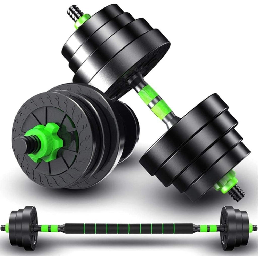 Trade Shop - Kit 2in1 Bilanciere + Manubri Con Pesi Regolabili Componibili Palestra Tot 10 Kg -