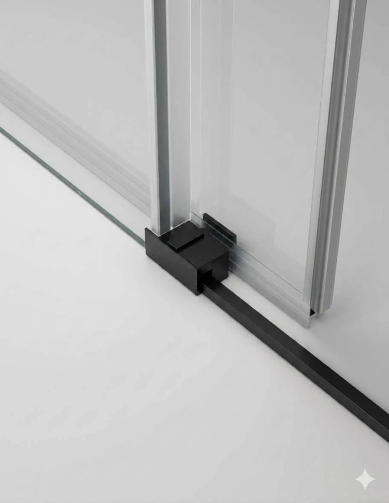 Box doccia THALASSA (BASIC) 1+1 con lato fisso laterale 140x120 cm Nero vetro serigrafato