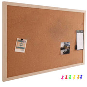 Trade Shop - Pannello Bacheca Da Parete In Sughero Con Cornice Legno 60 X 90 Cm + 6 Puntine -