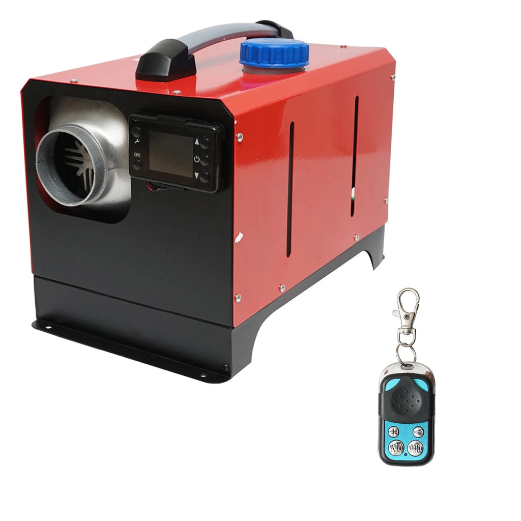 Riscaldatore stazionario silenzioso portatile 12–24V, 5 kW, display LCD, telecomando e candela Kyocera, made in Japan