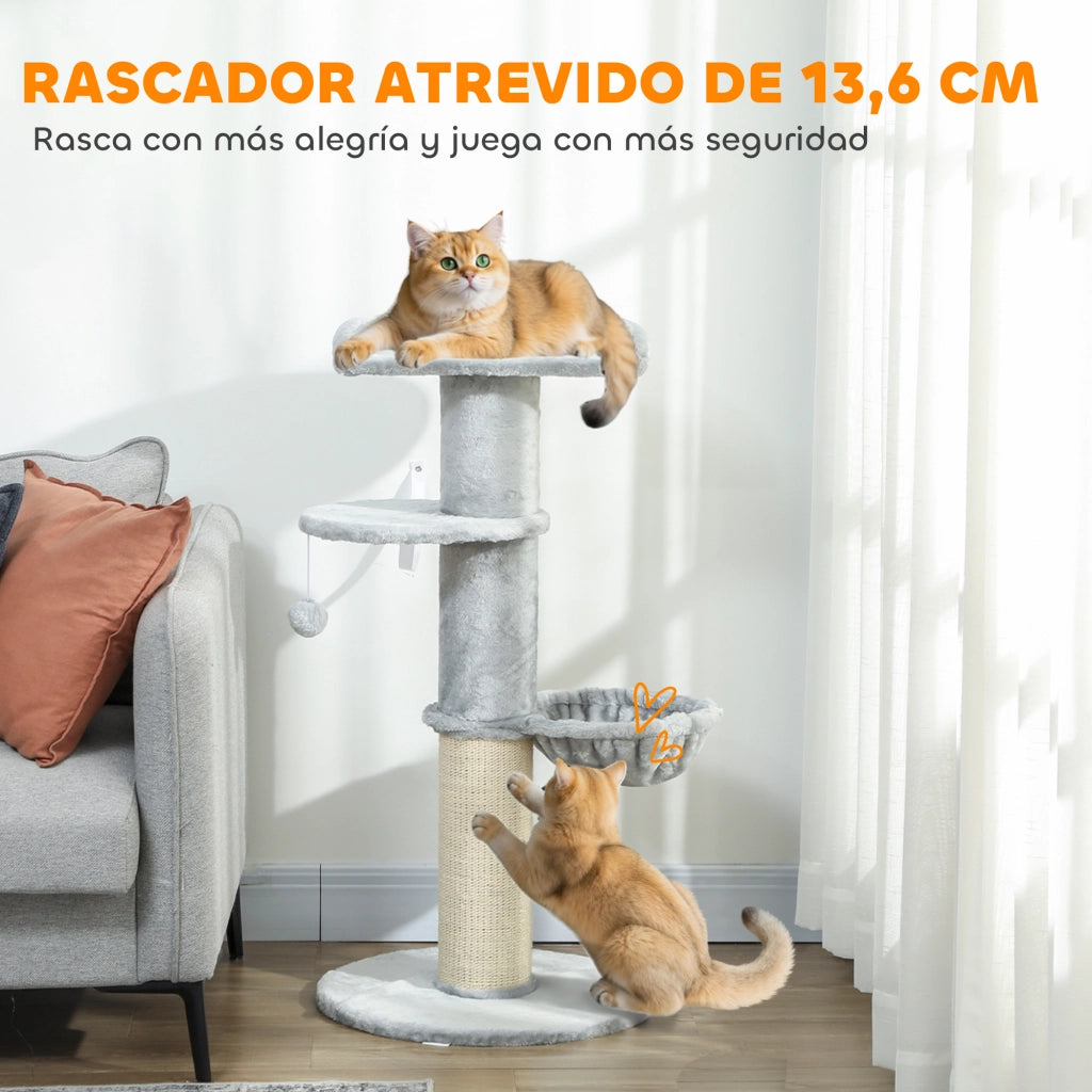 Letto per Gatti con Tiragraffi e Amaca ¨C Minimal ¨C Grigio Chiaro 103.5 cm