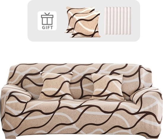 Cuscini per Sedia con Copricuscini Elastici - Protezione per Sedia - Resistenti Macchie e Scalfi - 3 Posti - Striscia Gialla
