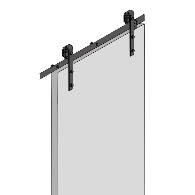 Kit di ferramentaper porta scorrevole appesa in legno Barn, con chiusura soft, pannelli non inclusi, Acciaio e Tecnopl..