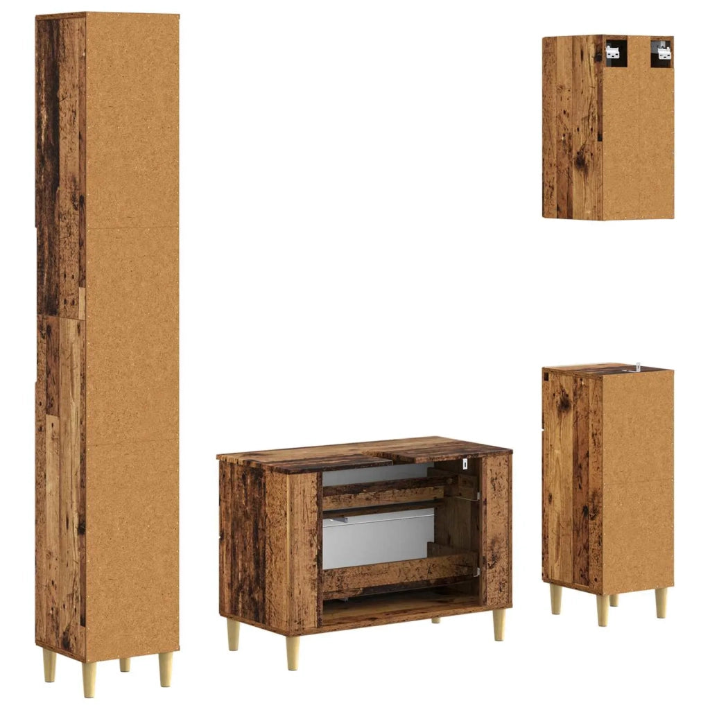 Set di Mobili da Bagno da 4 Pezzi DELFT Legno antico 3417952