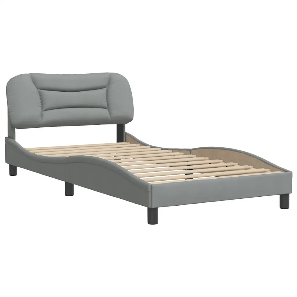 Letto singolo | Letto per adulti | Giroletto senza Materasso Hvar Grigio Chiaro 100x200 cm Tessuto