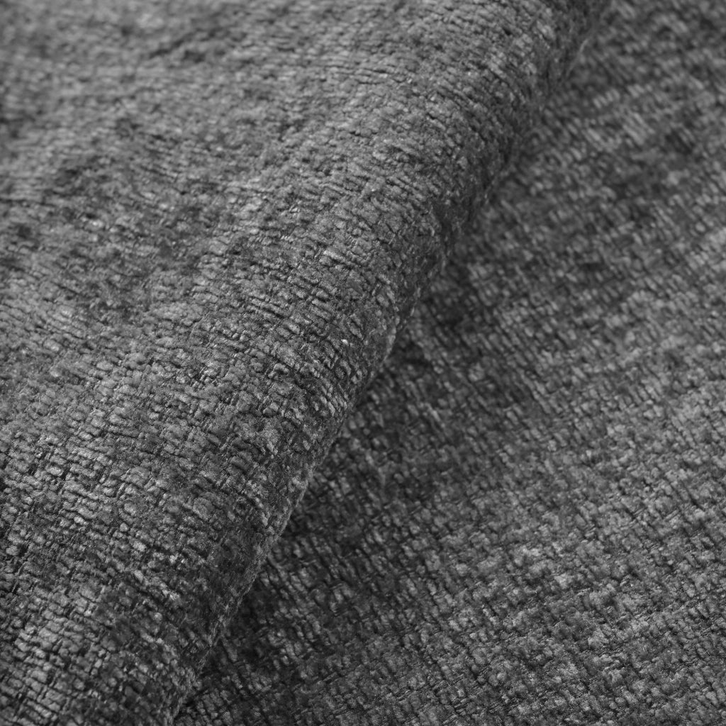 DIVANO ANGOLARE L 222,5x154,5x76,5 cm Chenille Grigio Scuro con pouf e 2 cuscini