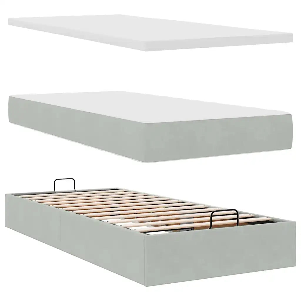 Struttura Letto Pouf con Materasso 90x200 cm in Velluto 3312668