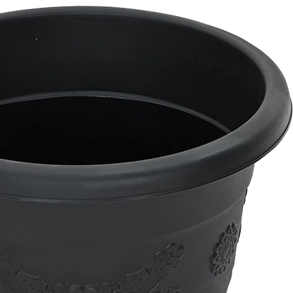 Fioriere | Cassetta per fiori | Vaso Rotondo per Fiori 6 pz Nero ? 30 x 25 cm Plastica