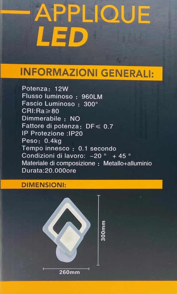 Applique Lampada da parete per muro a LED 12W moderna Rombi Luce per interno