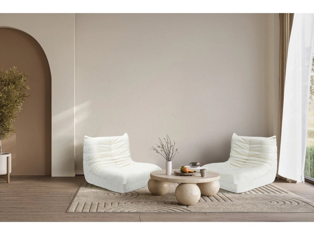Set di 2 poltrone componibili in tessuto texturizzato "Velasca" - Crema