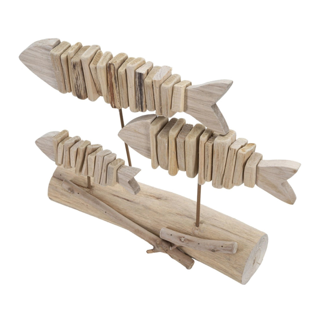 Scultura Pesce 11, Marrone, Legno, 37x10x24 cm