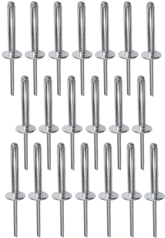 Set di chiodi blindati da 20 - Ø 5 mm - Lunghezza di chiusura 30 mm - Diametro di testa 14 mm - Alluminio/acciaio - Fissaggio permanente - Chiodi blindati