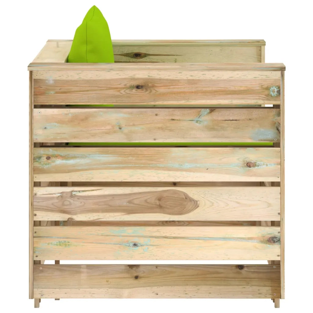Set Divani da Giardino con Cuscini 2 pz Legno Impregnato Verde 3074542