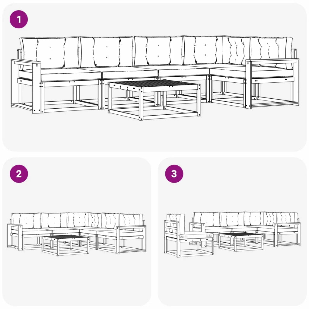 Set di divani da esterno 6 pz Bianco e Antracite Poliestere 3386486