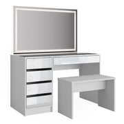 Vicco Tavolo da toeletta Bianco 120 cm con specchio a LED e panca