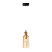 Lampada a sospensione Narisa Italux oro/nera vetro ambra E27