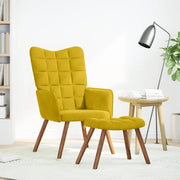 Poltrona Relax con Sgabello in Velluto Giallo 4016828