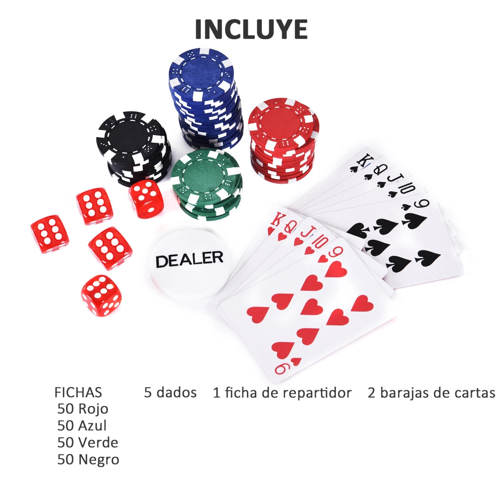 Set di Poker con Fichas e Dadi ¨C Minimal ¨C 29,5x20,5x6,5 cm Multicolore