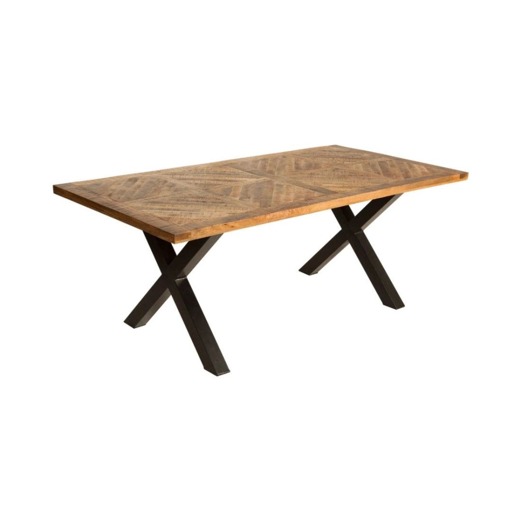 Table ZAREL 200 cm – Piano in legno massiccio di mango e metallo nero