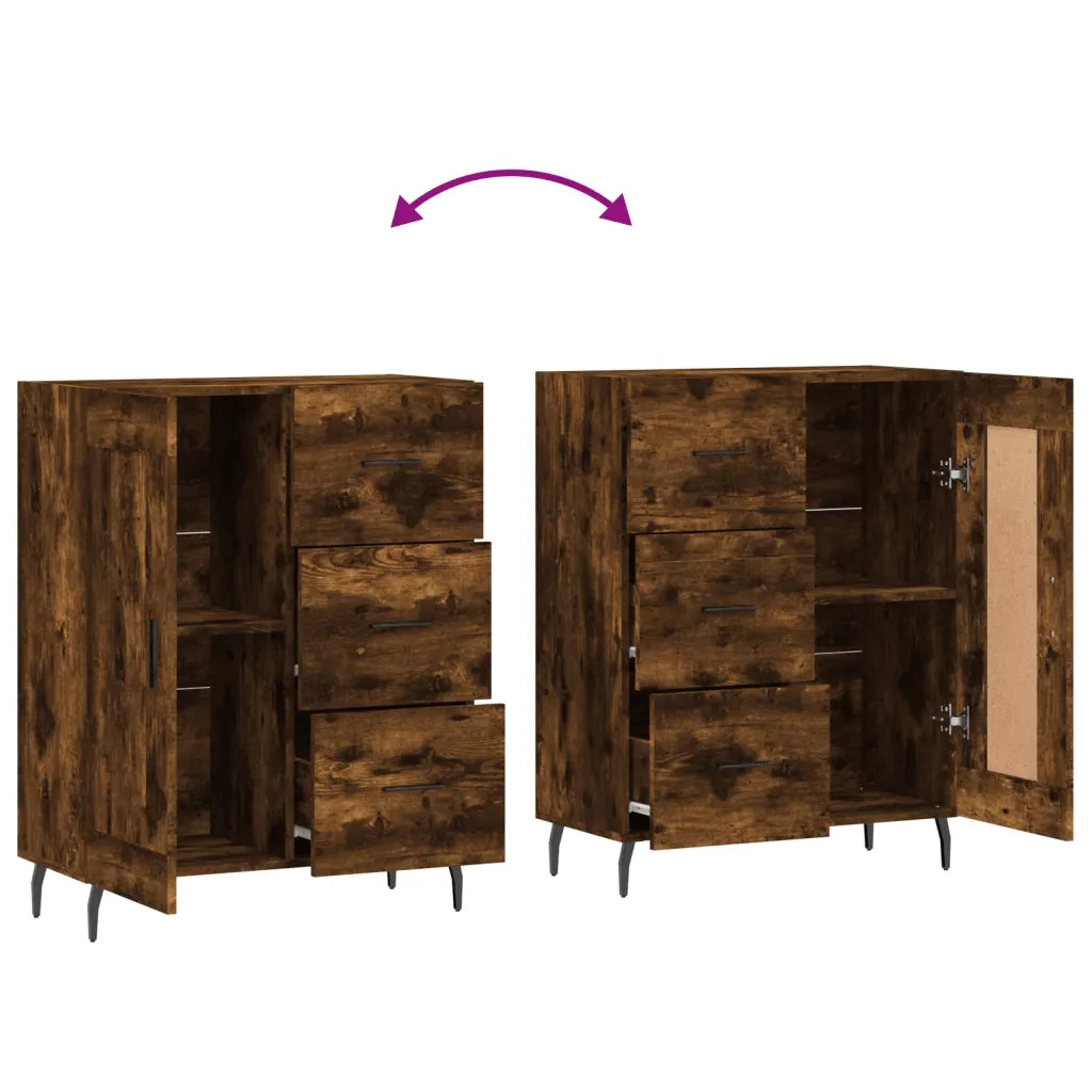 Credenza | Madia | Buffet da pranzo | Armadio da pranzo Rovere Fumo 69,5x34x90 cm in Legno Multistrato