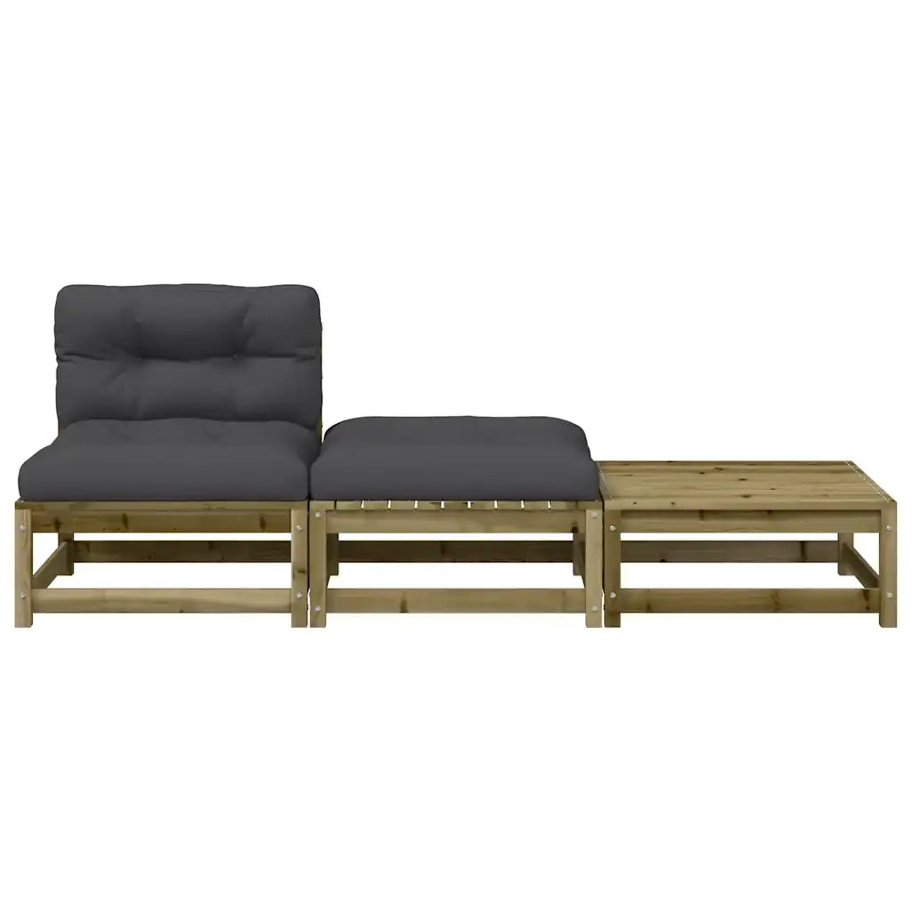 Divano da Giardino Senza Braccioli con Cuscini e Poggiapiedi-Sofa da Giardino-Divano da esterno 154575