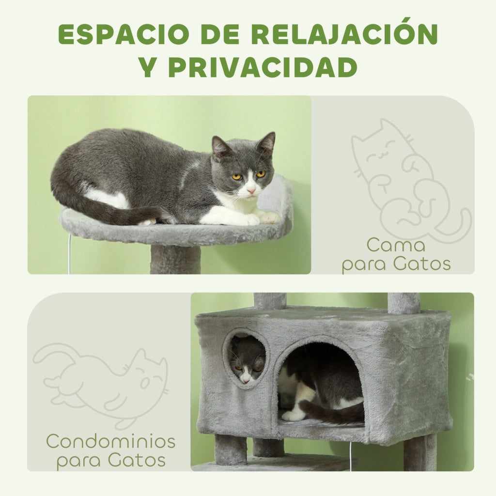 Albero per Gatti con Piattaforme Cuscini e Tunnel ¨C Zephmum ¨C Grigio Chiaro