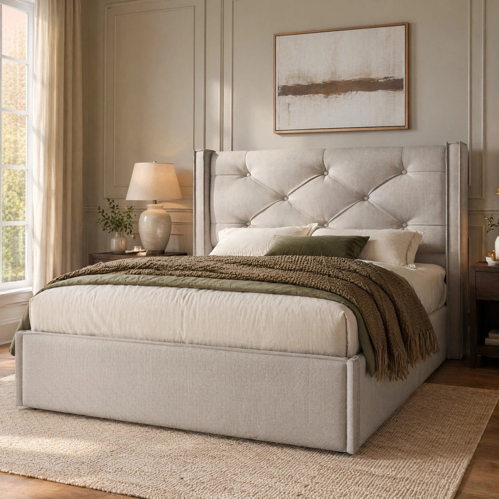LETTO Imbottito 90x200 cm Grigio Chiaro in Cotone con contenitore