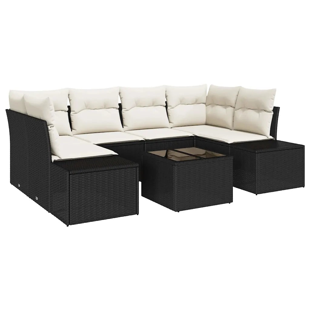 Set Divano da Giardino con cuscino 7 pcs Nero polyrattan 3346957