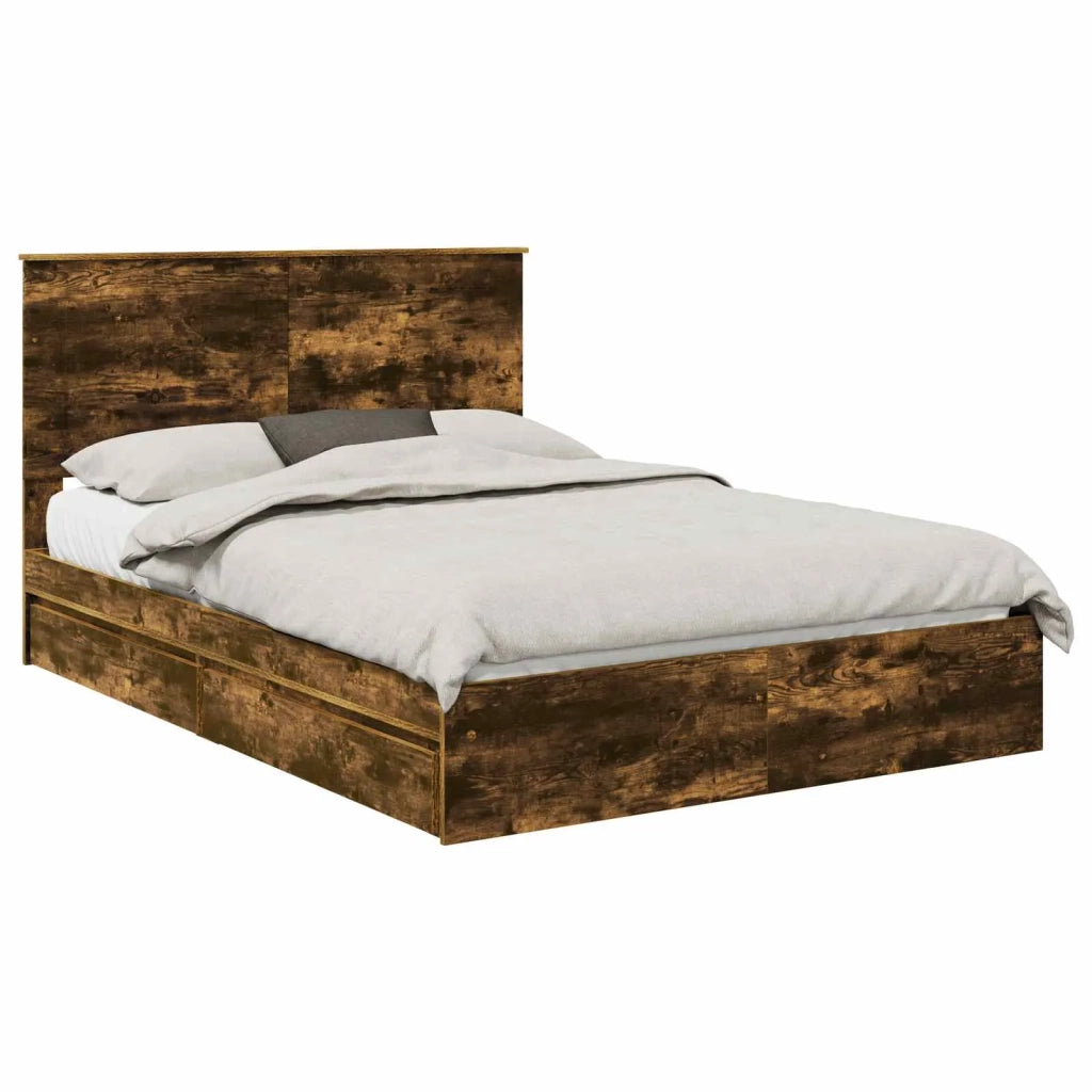 Letto con Contenitore con testiera Rovere fumé 160 x 200 cm 3409535