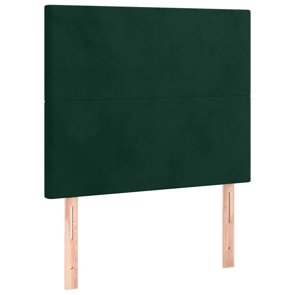 Letto a Molle con Materasso e LED Verde Scuro 80x200cm Velluto