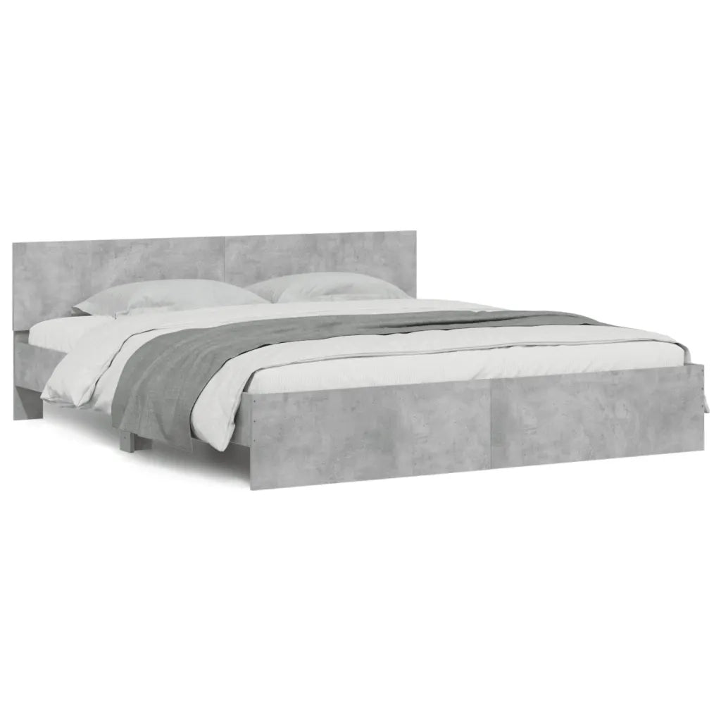 Giroletto con Testiera-Struttura Letto con testiera Grigio Cemento 160x200 cm