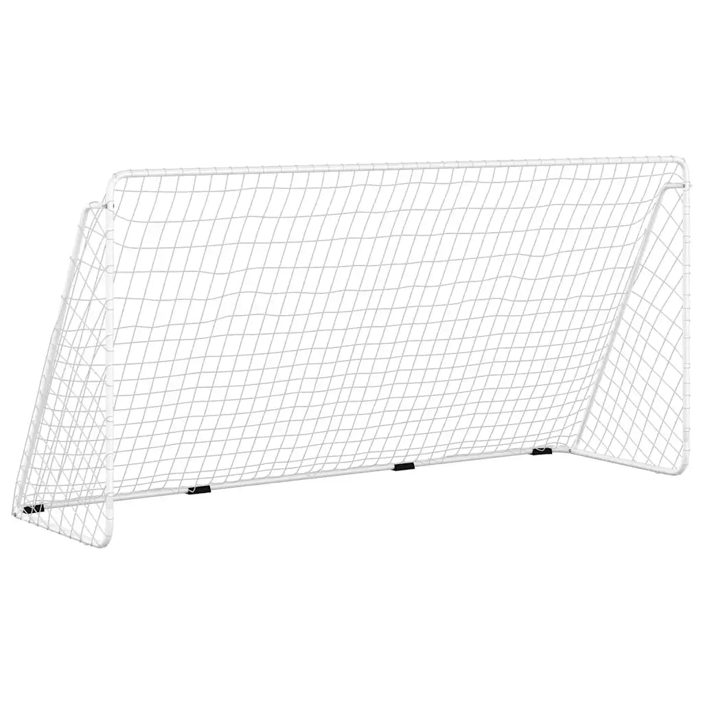 Porta da Calcio con Rete Bianca 366x122x182 cm in Acciaio 93371