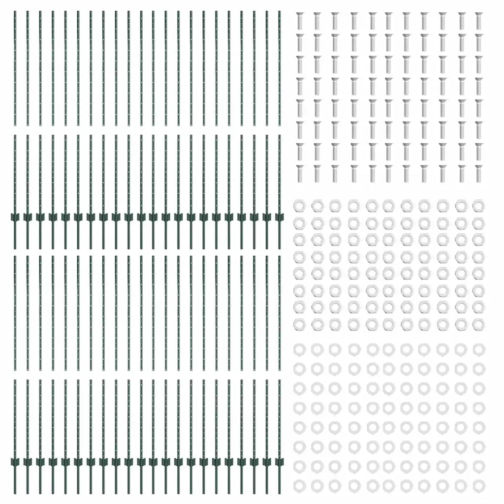 Palo della recinzione 44 pcs Verde 200 cm Acciaio 3335925