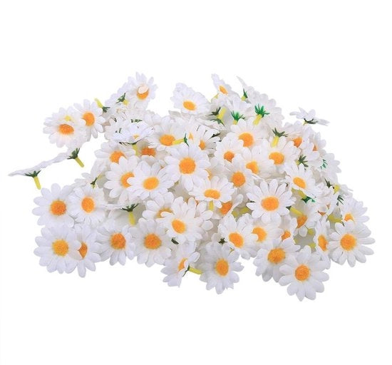 Fiori artificiali Gerbera/Madeliefje - 100 pezzi - Diverse colori - Materiale stoffa/kunststoffa - Ideali per matrimoni - Capolavoro fiorale