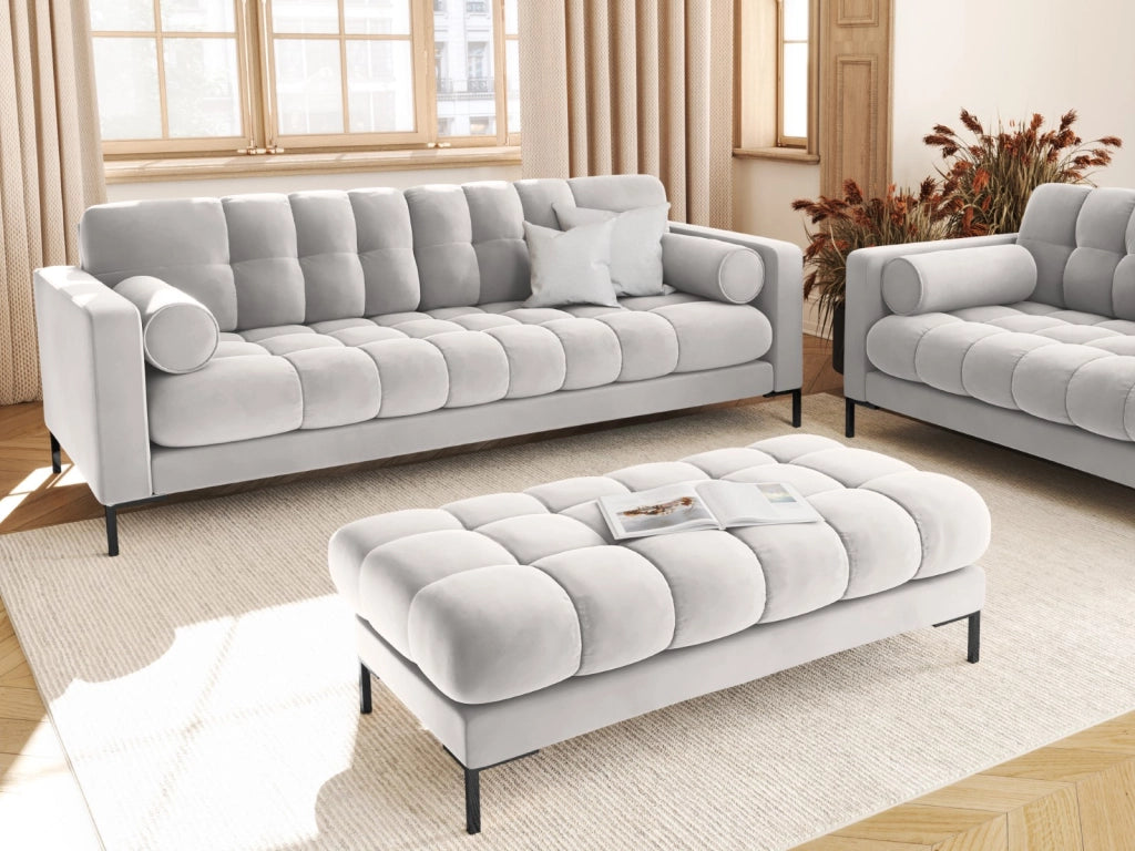 Cosmopolitan Design - Panca "Bali" 2 posti in velluto argento 