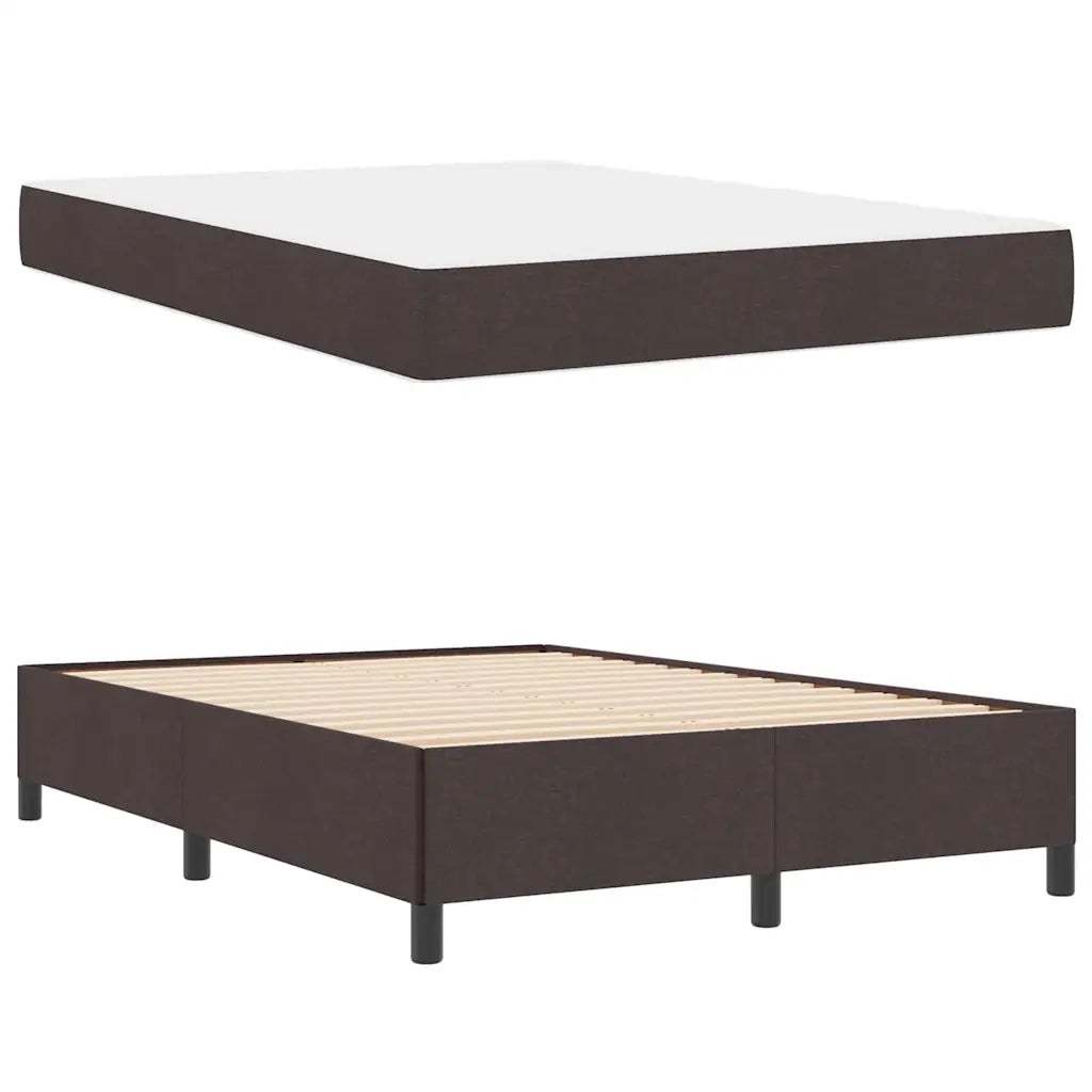 Letto a molle Marrone Scuro 140 x 200 cm Tessuto