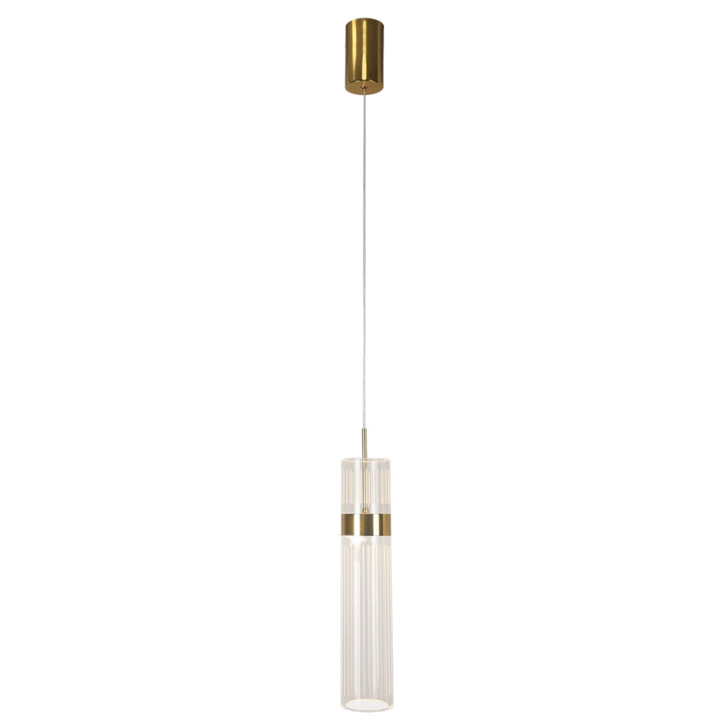 Lampada a sospensione tubo trasparente LED CCT 6W oro rosa