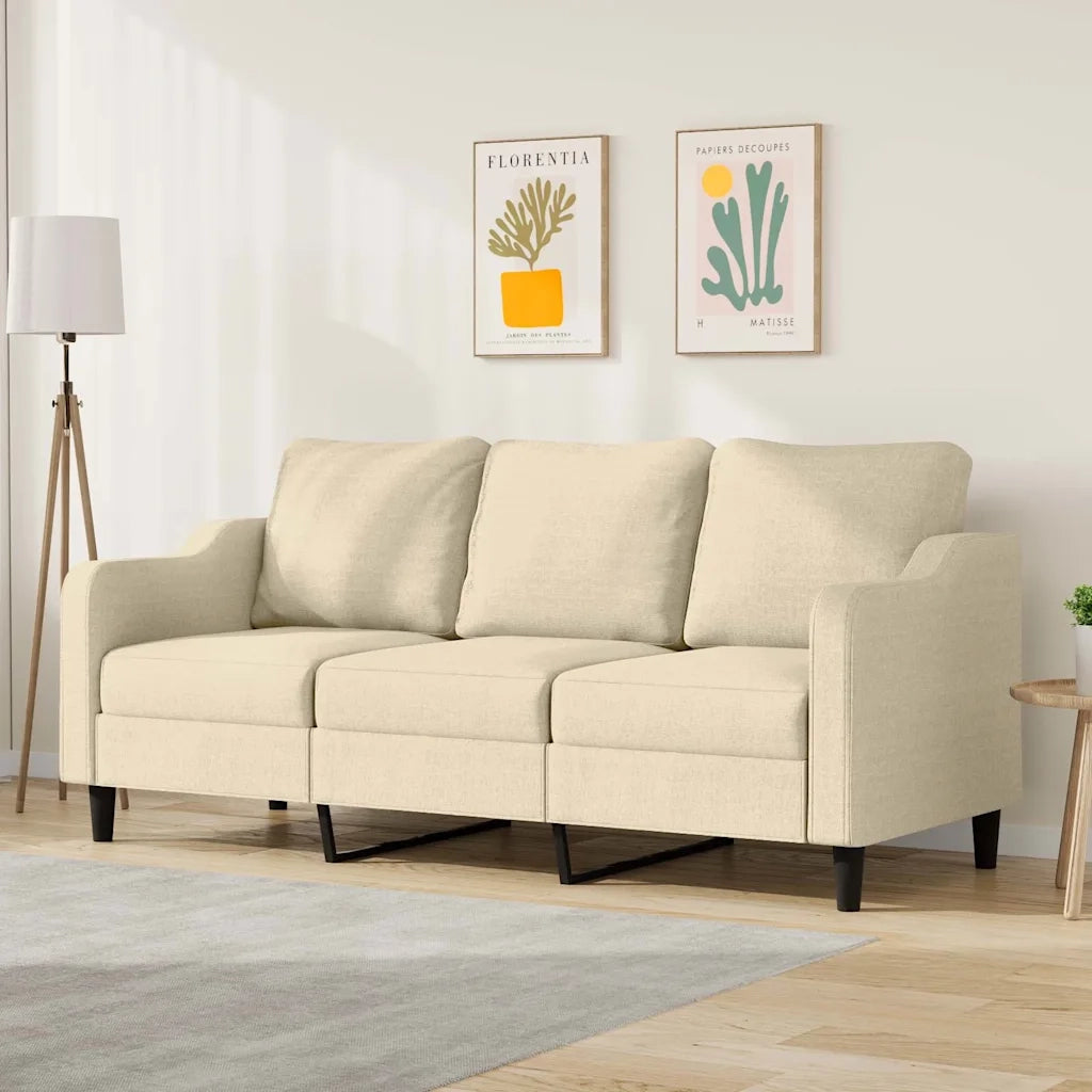 Divano a 3 Posti-Sofa 3 Posti Crema 180 cm in Tessuto 333036
