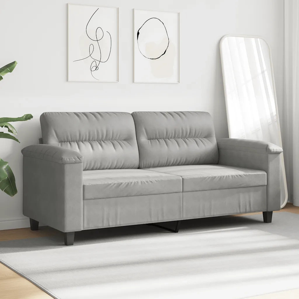 Divano a 2 Posti-Sofa 2 Posti Grigio Chiaro 140 cm in Tessuto Microfibra
