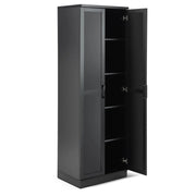 Mobile dispensa alto con 2 ante e ripiani regolabili, Mobile multiuso per cucina lavanderia 59x43,5x178cm Nero