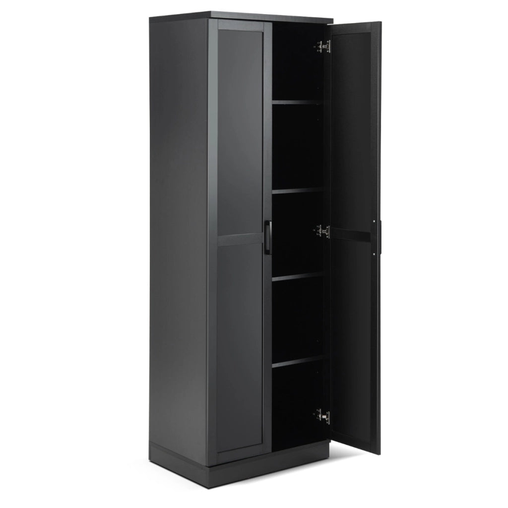 Mobile dispensa alto con 2 ante e ripiani regolabili, Mobile multiuso per cucina lavanderia 59x43,5x178cm Nero