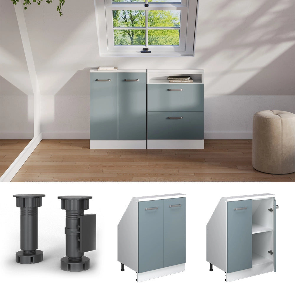Mobile sottotetto Rion Grigio-blu/Bianco con 2 porte Vicco